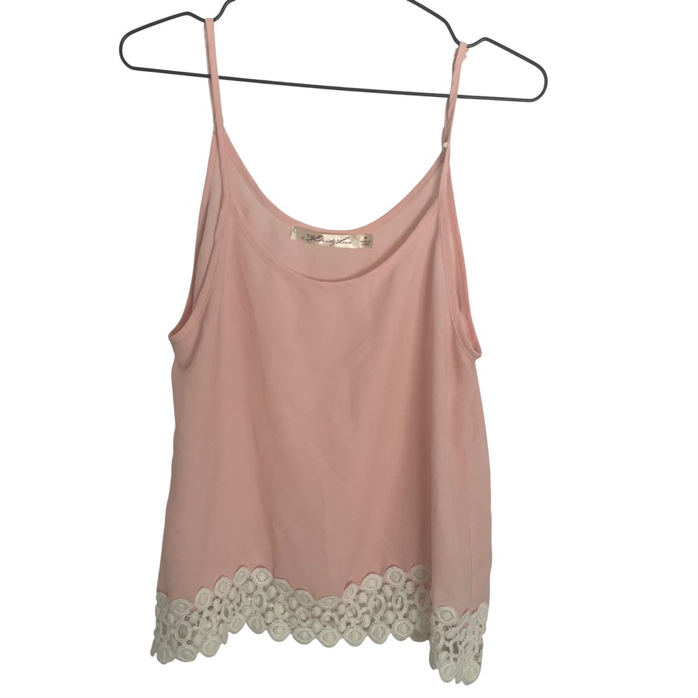 Liberty Love Pink Chrochet Hem Coquette Princess‎ Top Adjustable Straps M